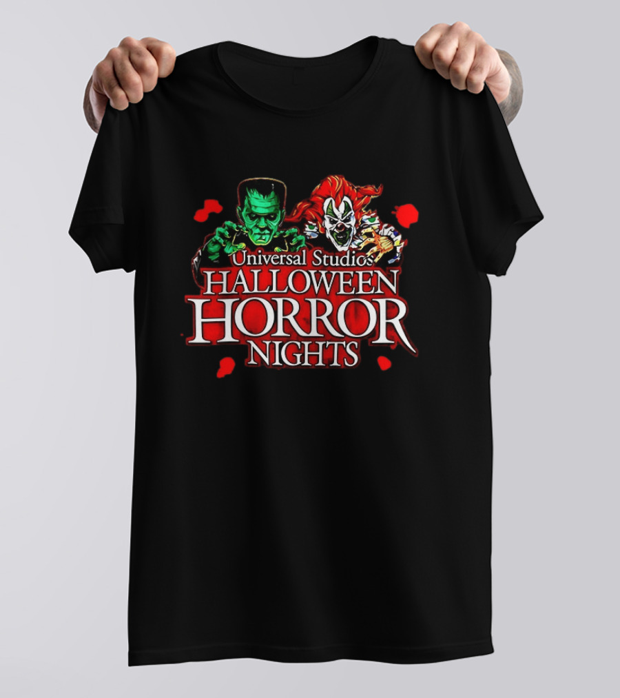 Universal Studios Halloween Horror Nights 2026 Classic Monsters And Killer Clowns T-Shirt