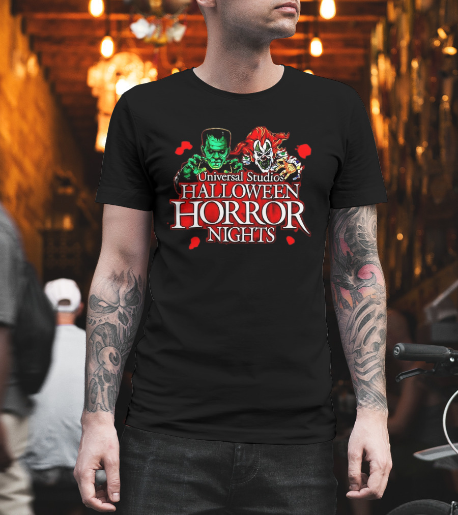 Universal Studios Halloween Horror Nights 2026 Classic Monsters And Killer Clowns T-Shirt