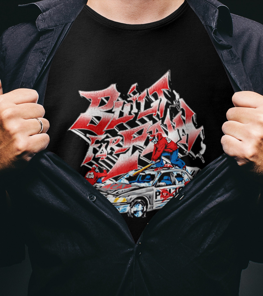 Zuko Built For Pain Police Car Destruction Graffiti T-Shirt