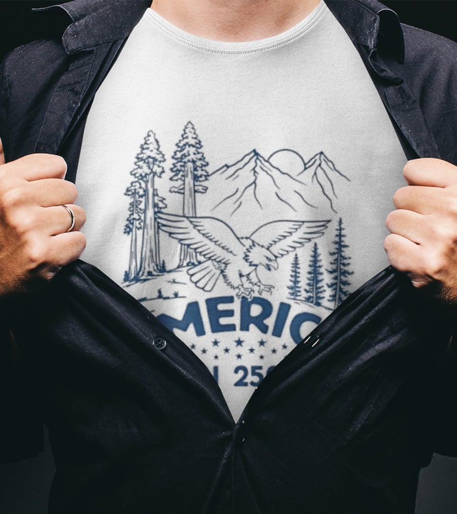 America In 250 Eagle Mountains Trees Nature T-Shirt