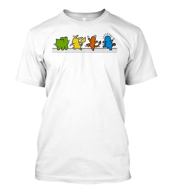 Dancing Pikachu Bulbasaur Charmander Squirtle Line Up T-Shirt