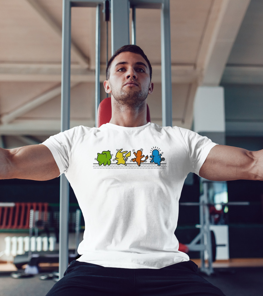 Dancing Pikachu Bulbasaur Charmander Squirtle Line Up T-Shirt