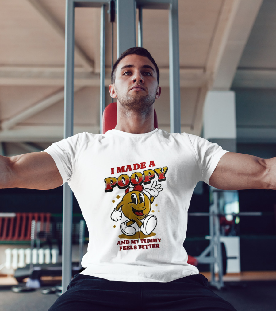 I Made A Poopy And My Tummy Feels Better Retro Cartoon T-Shirt