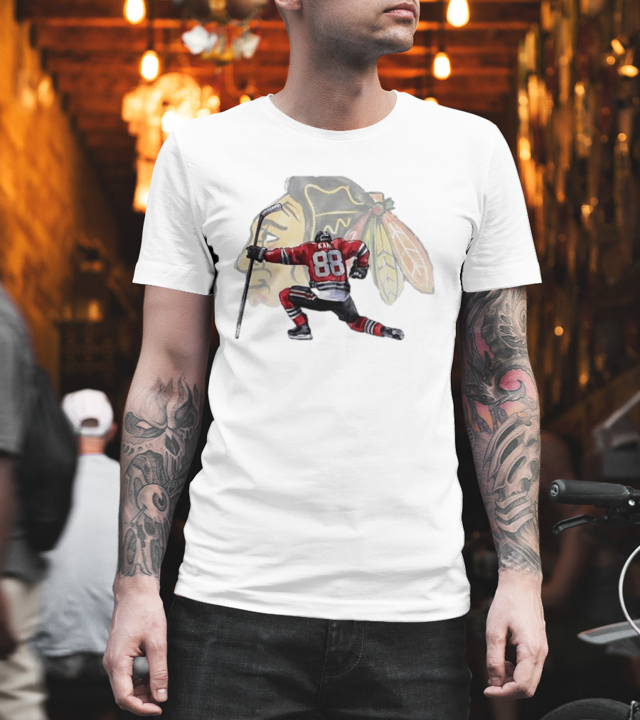 Patrick Kane Kneeling Number 88 Chicago Blackhawks T-Shirt