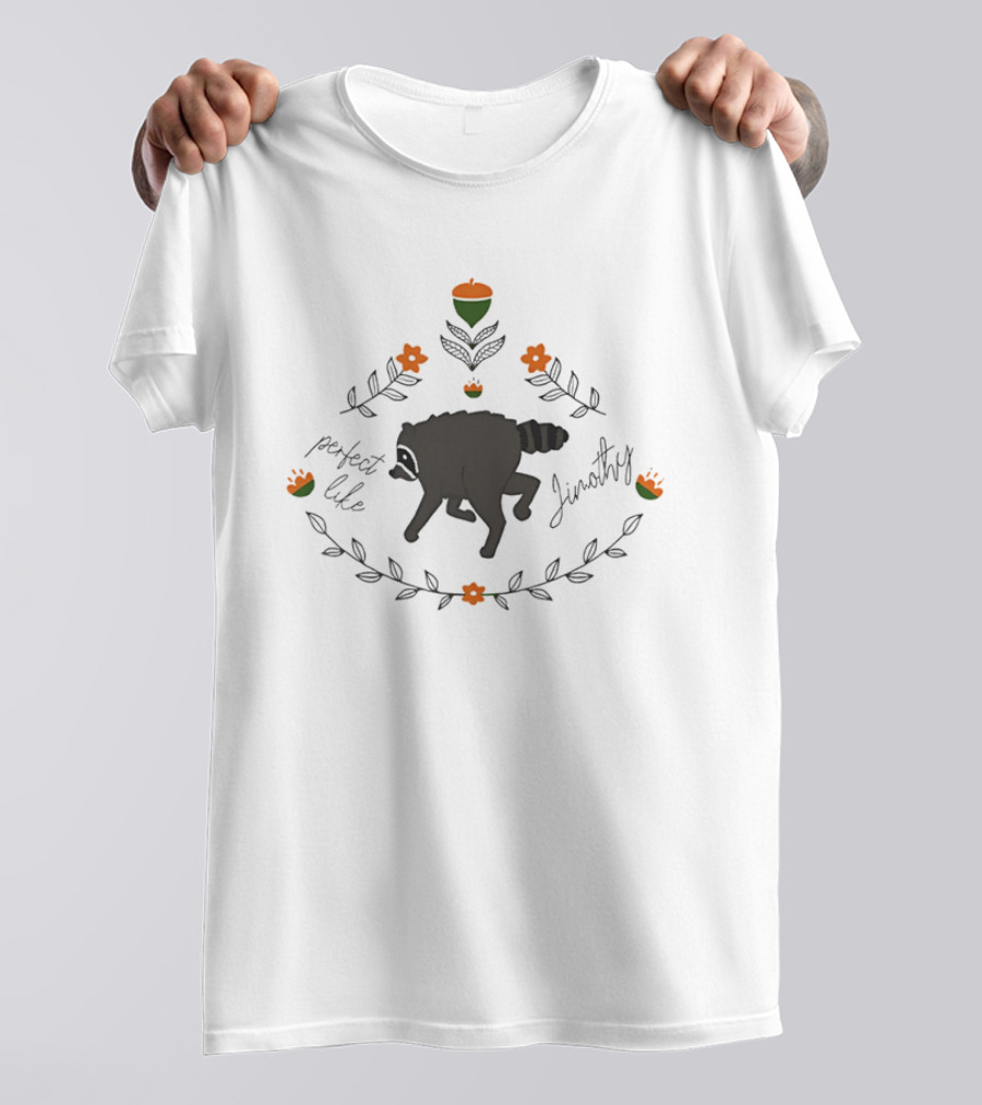Perfect Like Jimothy Raccoon Acorn Leaf Floral T-Shirt