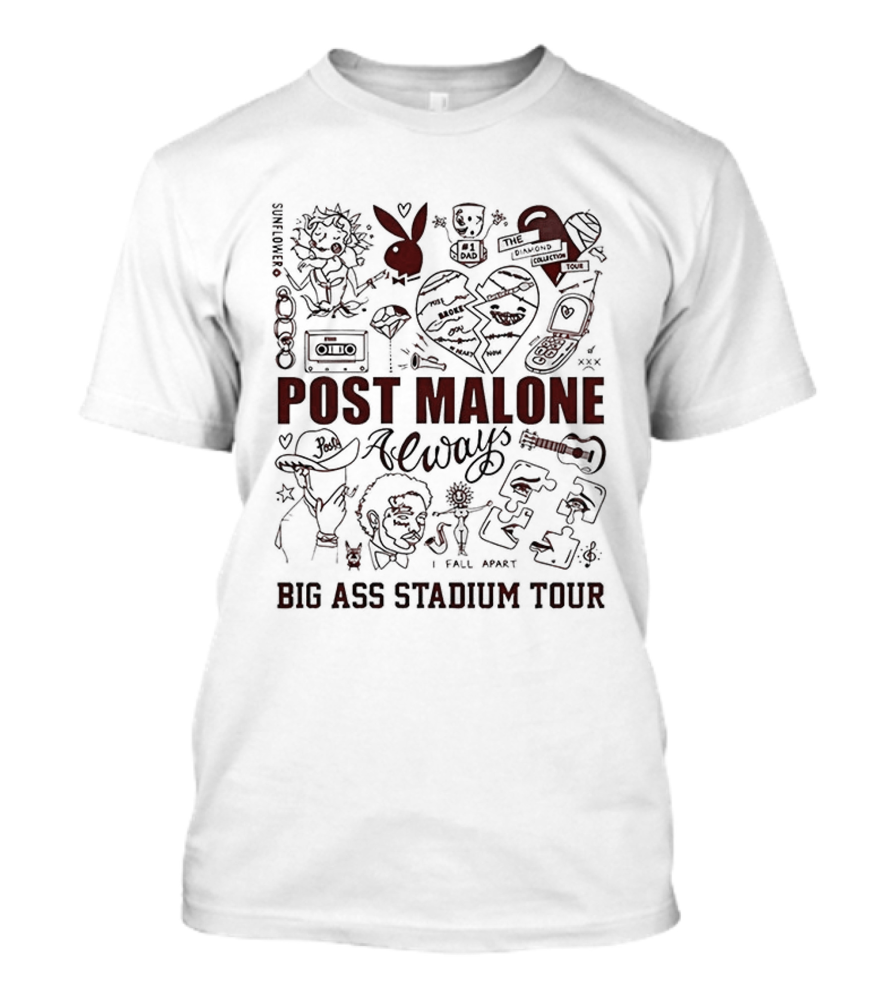 Post Malone Loves Iowa Big Ass Stadium Tour 2026 Iowa State Cyclones Jack Trice Stadium T-Shirt