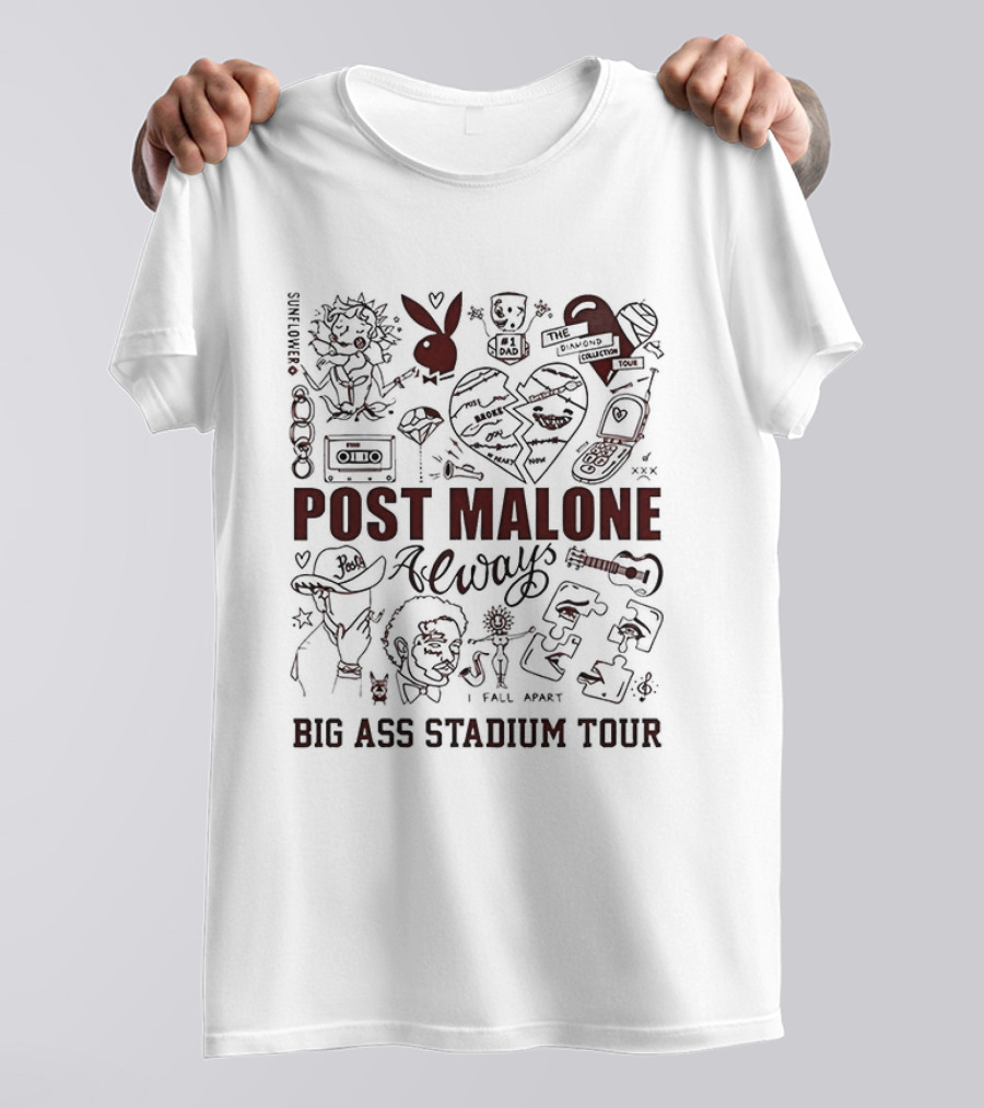 Post Malone Loves Iowa Big Ass Stadium Tour 2026 Iowa State Cyclones Jack Trice Stadium T-Shirt