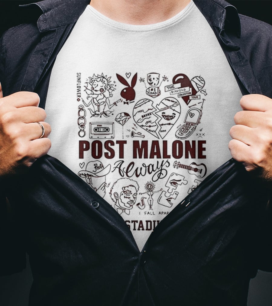 Post Malone Loves Iowa Big Ass Stadium Tour 2026 Iowa State Cyclones Jack Trice Stadium T-Shirt
