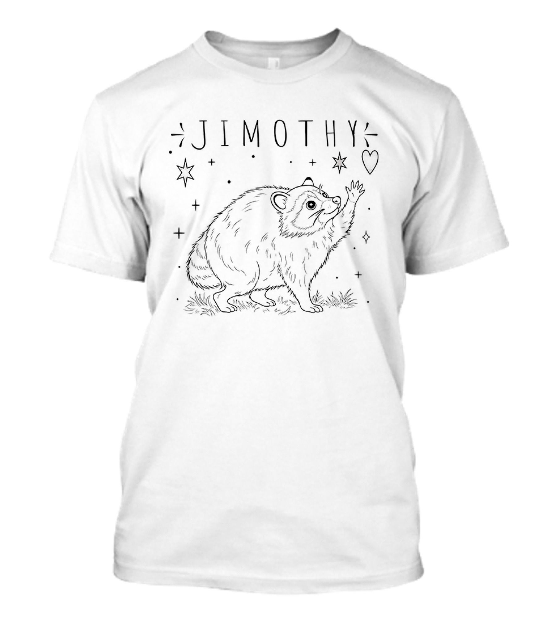 Jimothy Raccoon Reaching For Celestial Stars And Heart T-Shirt