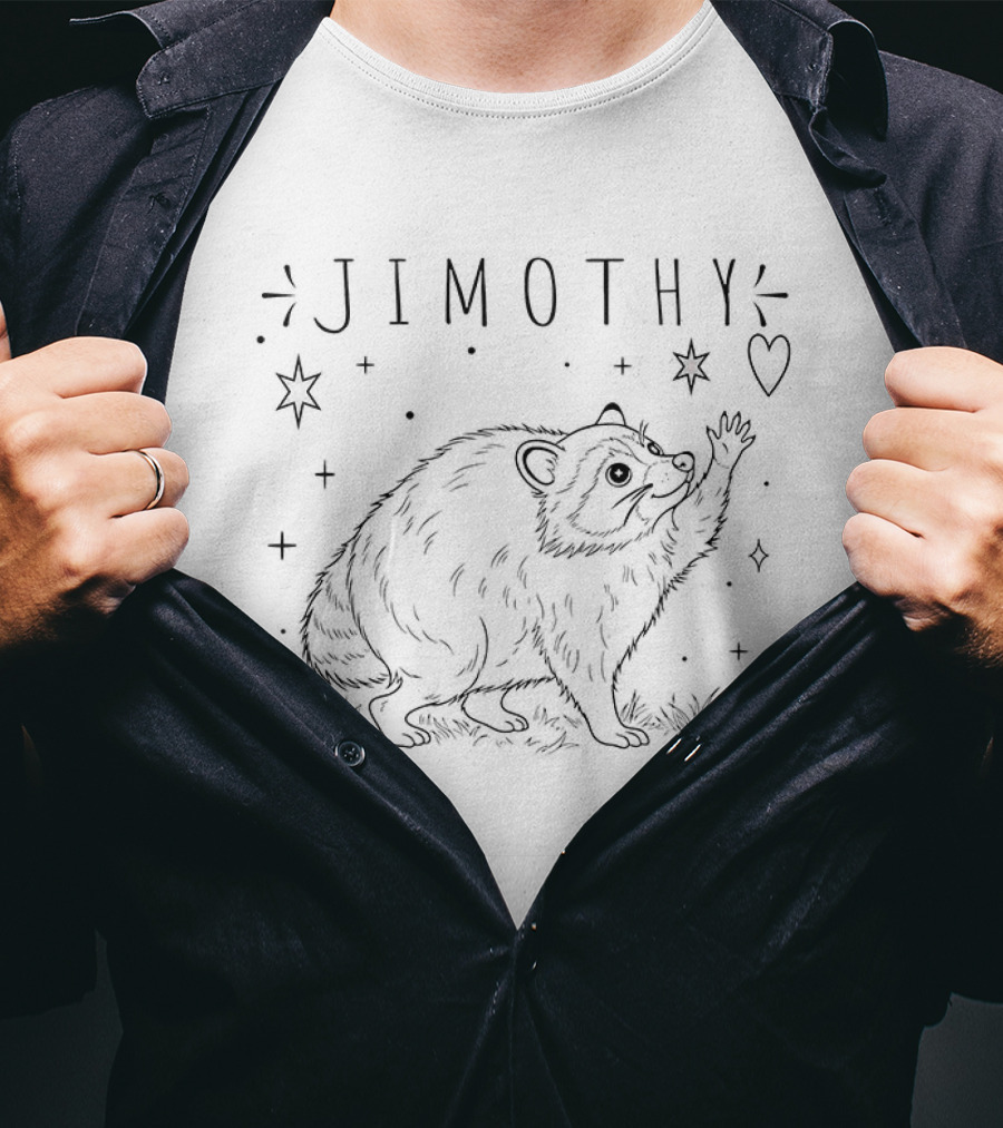 Jimothy Raccoon Reaching For Celestial Stars And Heart T-Shirt