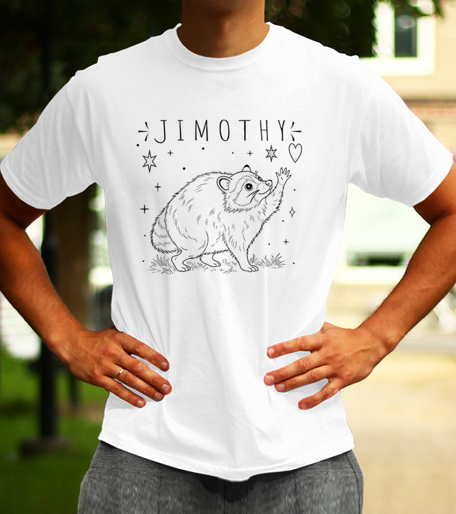 Jimothy Raccoon Reaching For Celestial Stars And Heart T-Shirt