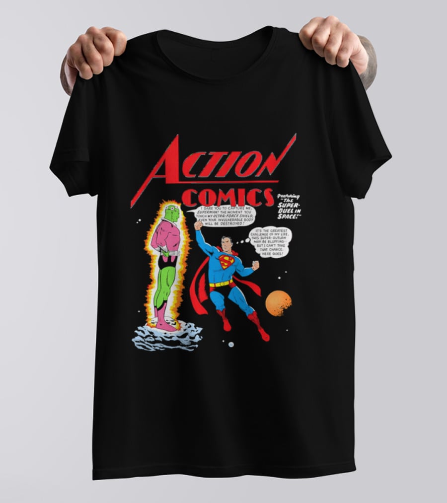 Action Comics Superman I Dare You To Capture Me Super Duel In Space T-Shirt