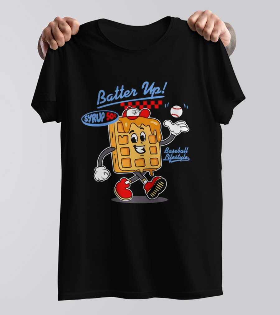 Batter Up Syrup Baseball Waffle Fun Sports Lifestyle T-Shirt