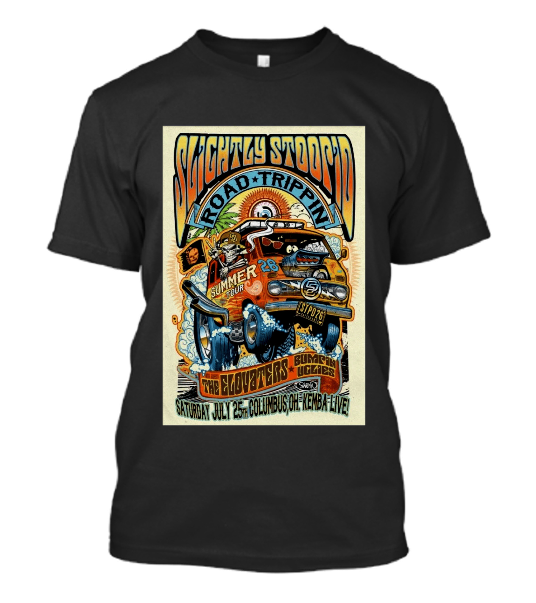 Slightly Stoopid Summer Tour Road Trippin' Columbus OH July 25 2026 Kemba Live The Elovators Bumpin Uglies T-Shirt