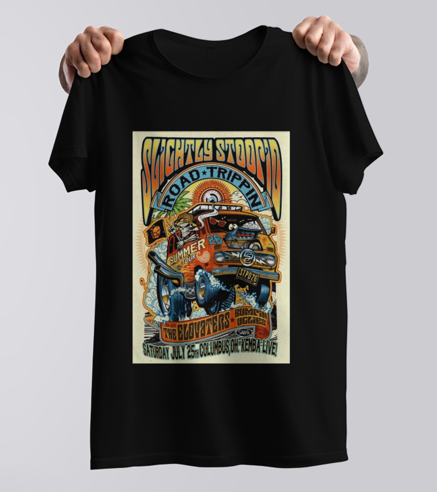Slightly Stoopid Summer Tour Road Trippin' Columbus OH July 25 2026 Kemba Live The Elovators Bumpin Uglies T-Shirt