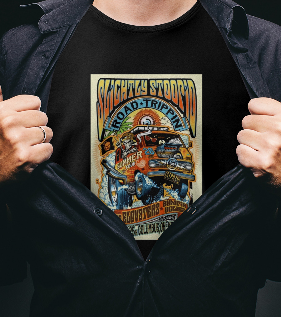 Slightly Stoopid Summer Tour Road Trippin' Columbus OH July 25 2026 Kemba Live The Elovators Bumpin Uglies T-Shirt