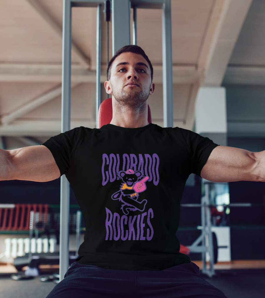 Colorado Rockies Grateful Dead Bear With Foam Finger Fan T-Shirt