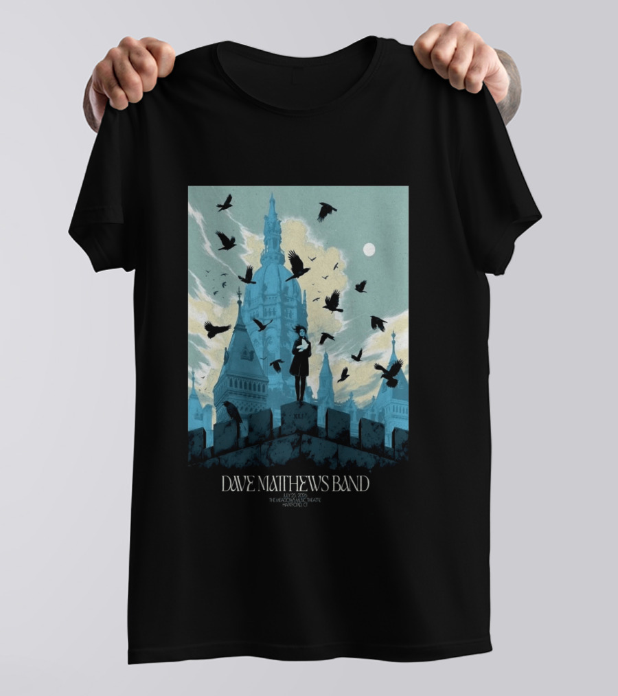 Dave Matthews Band July 25 2026 The Meadows Music Theatre Hartford CT Birds And Gothic Architecture T-Shirt