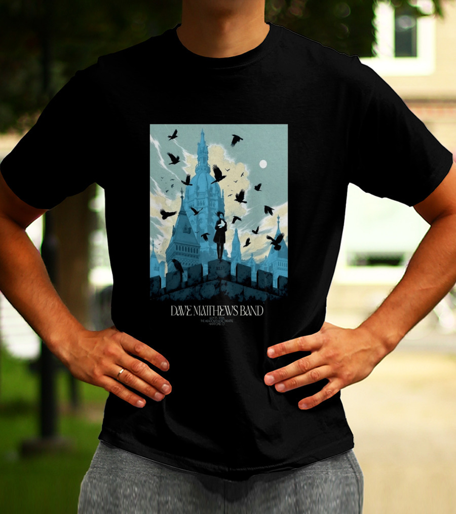 Dave Matthews Band July 25 2026 The Meadows Music Theatre Hartford CT Birds And Gothic Architecture T-Shirt