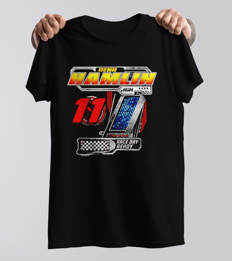 Denny Hamlin Joe Gibbs Racing 11 Race Day Ready Checkerboard Speedometer T-Shirt
