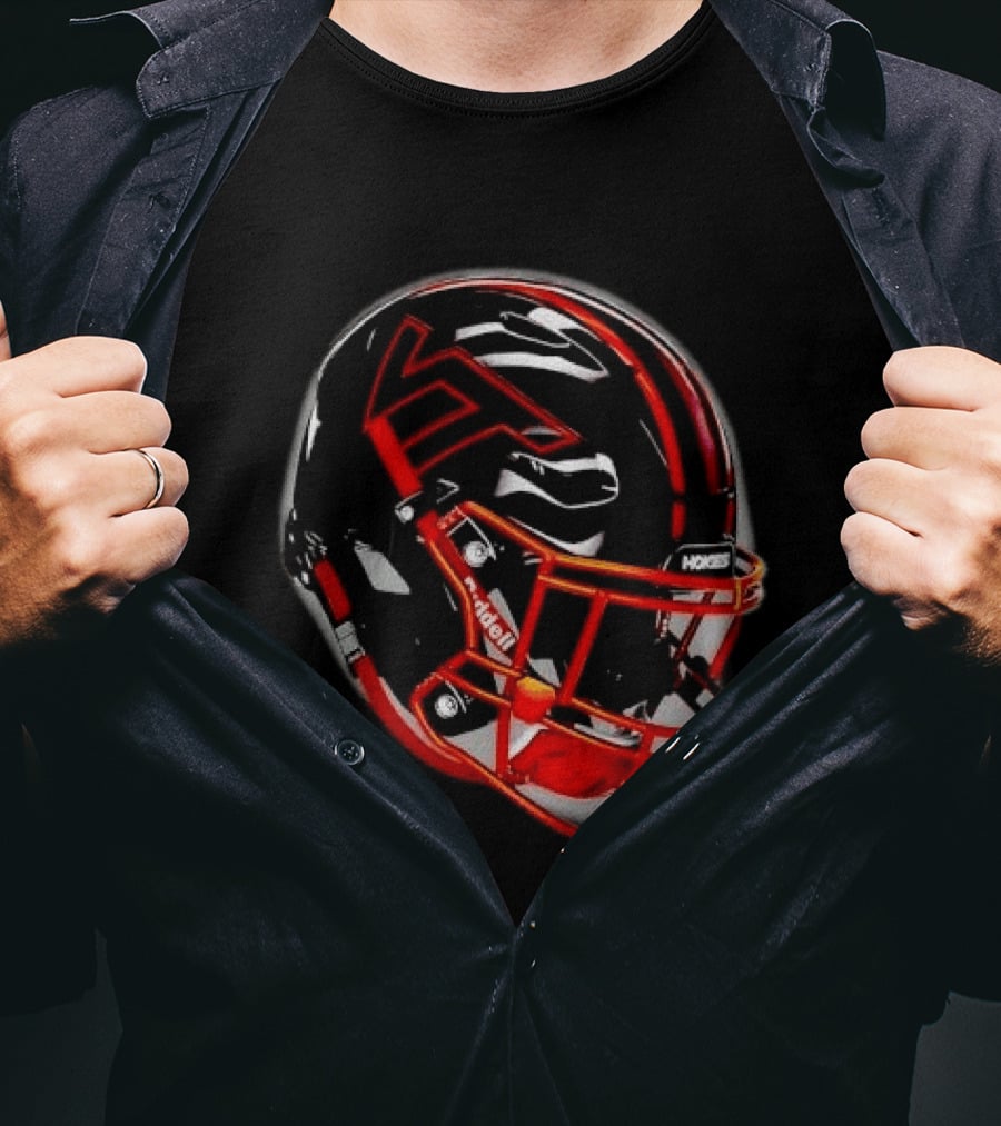 VT Hokies Black Orange Football Helmet Performance Sports Gear T-Shirt
