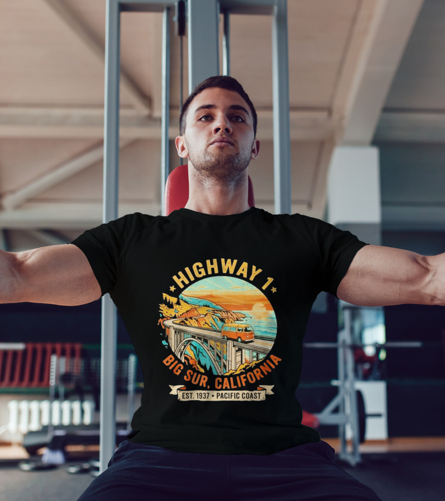 Highway 1 Big Sur California Pacific Coast Est 1937 Vintage Scenic Road Trip T-Shirt