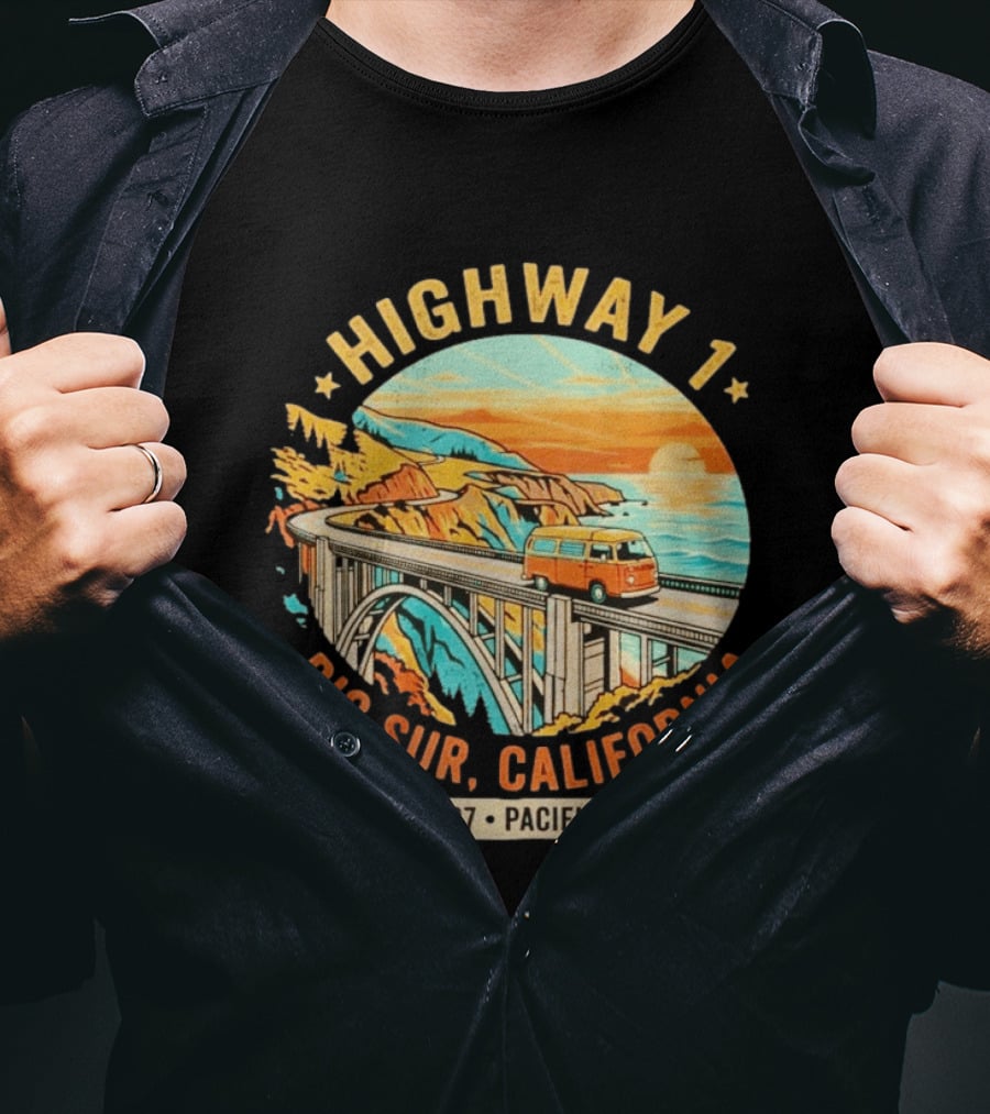 Highway 1 Big Sur California Pacific Coast Est 1937 Vintage Scenic Road Trip T-Shirt