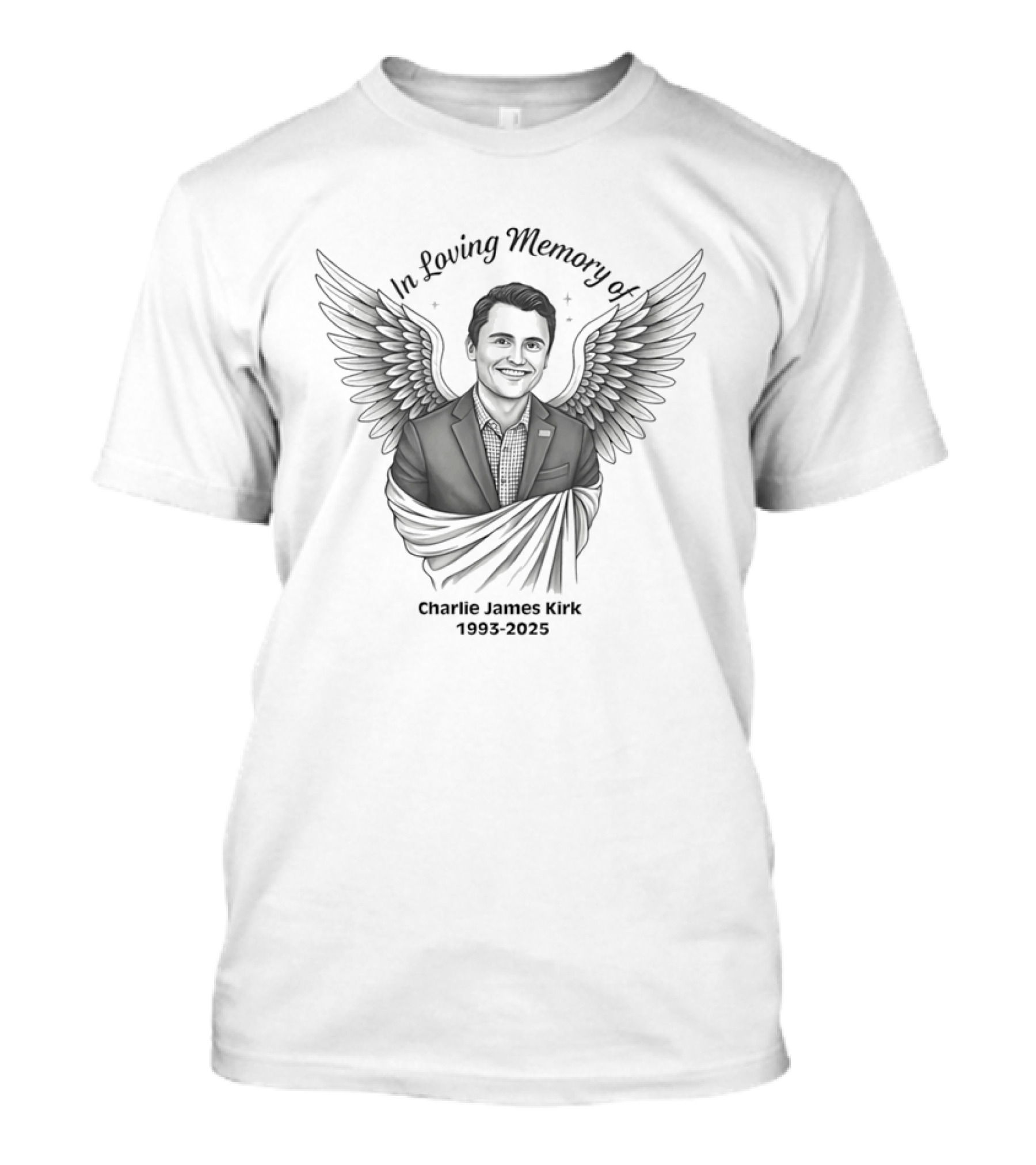 In Loving Memory Of Charlie James Kirk 1983 2025 Angel Wings T-Shirt