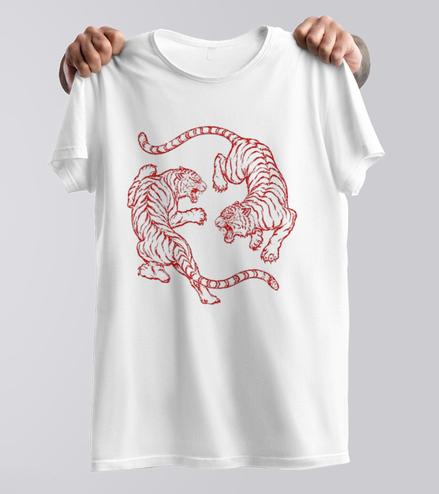 Japanese Fighting Tigers Tiger Red Duel T-Shirt
