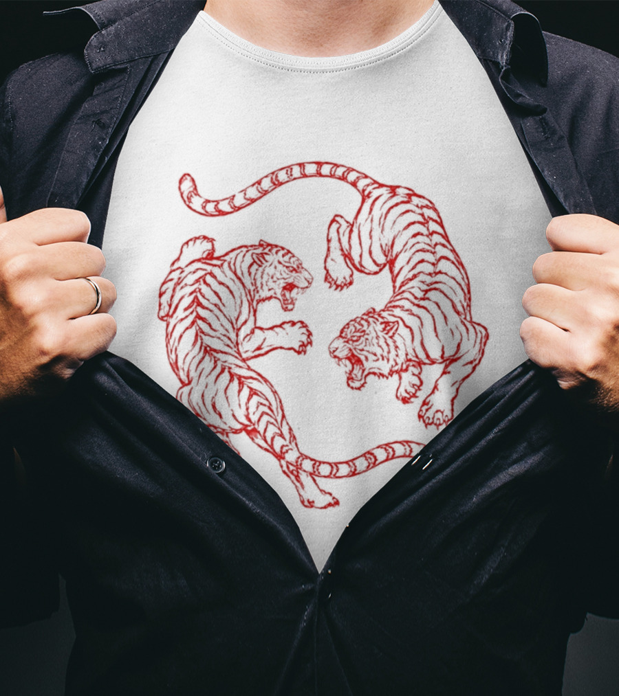 Japanese Fighting Tigers Tiger Red Duel T-Shirt