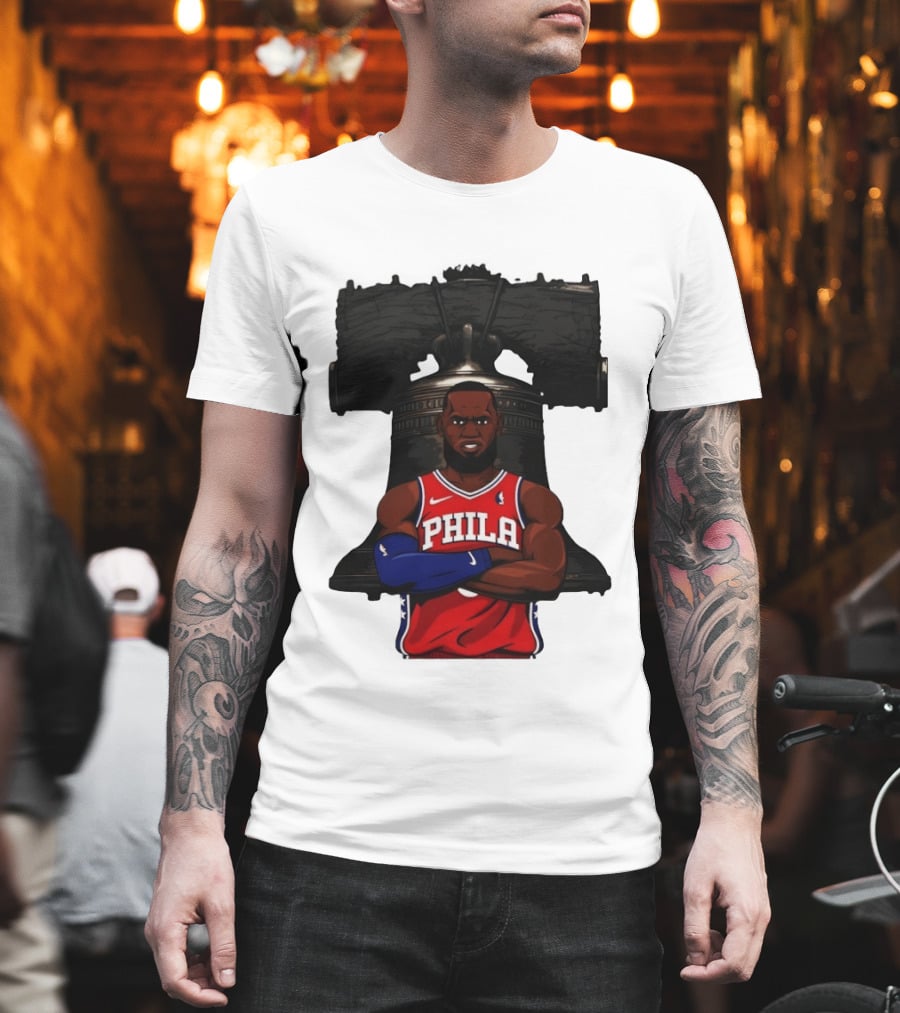 Philadelphia 76ers 2026 LeBron James Liberty Bell Basketball T-Shirt