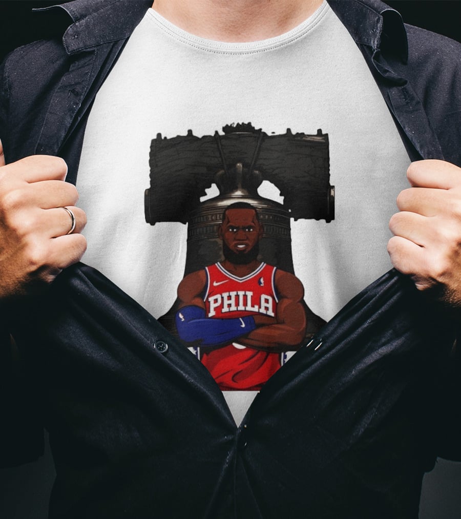 Philadelphia 76ers 2026 LeBron James Liberty Bell Basketball T-Shirt