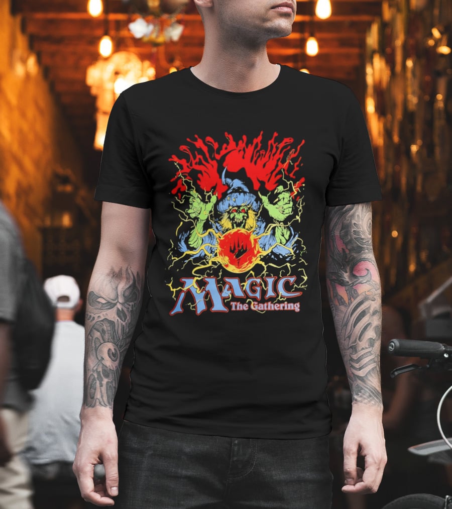 Magic The Gathering Wizard Elemental Spellcaster Mystical Flames T-Shirt