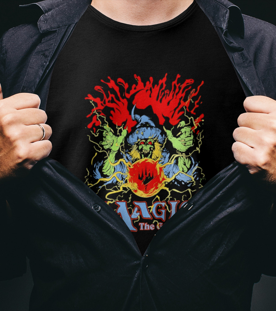 Magic The Gathering Wizard Elemental Spellcaster Mystical Flames T-Shirt