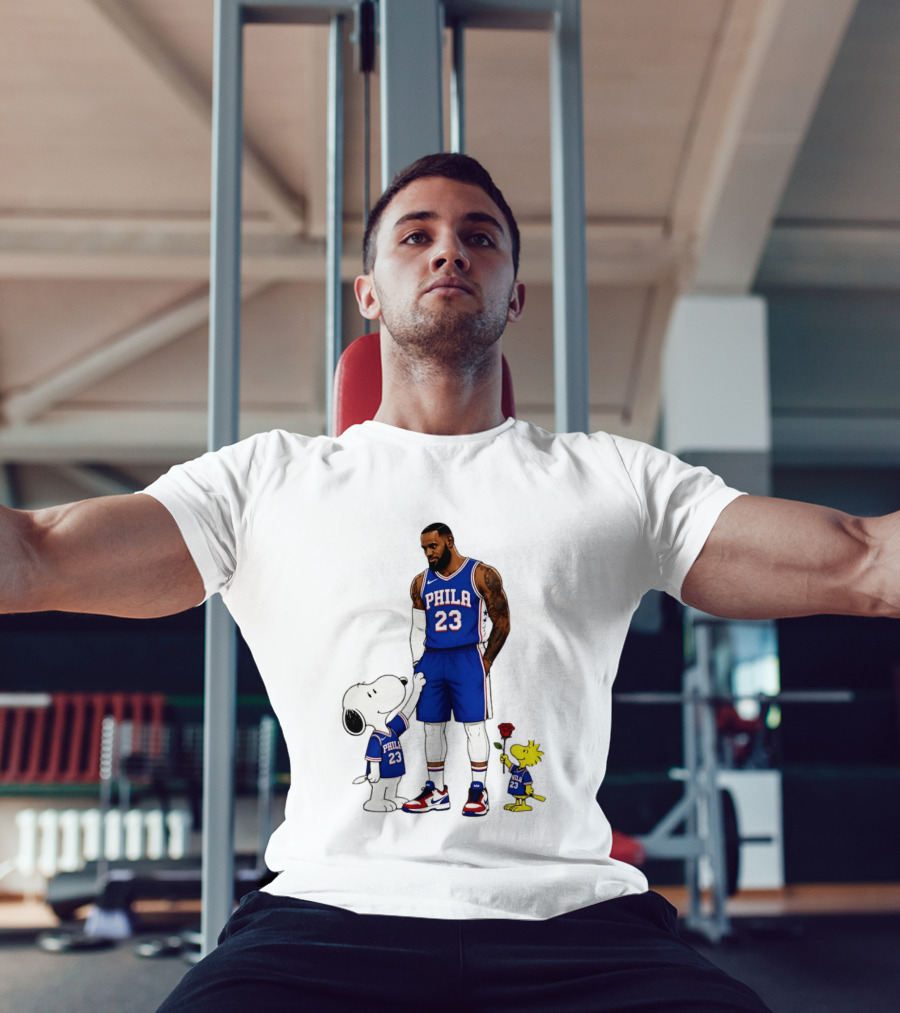 Philadelphia 76ers LeBron James With Snoopy And Woodstock 2026 T-Shirt