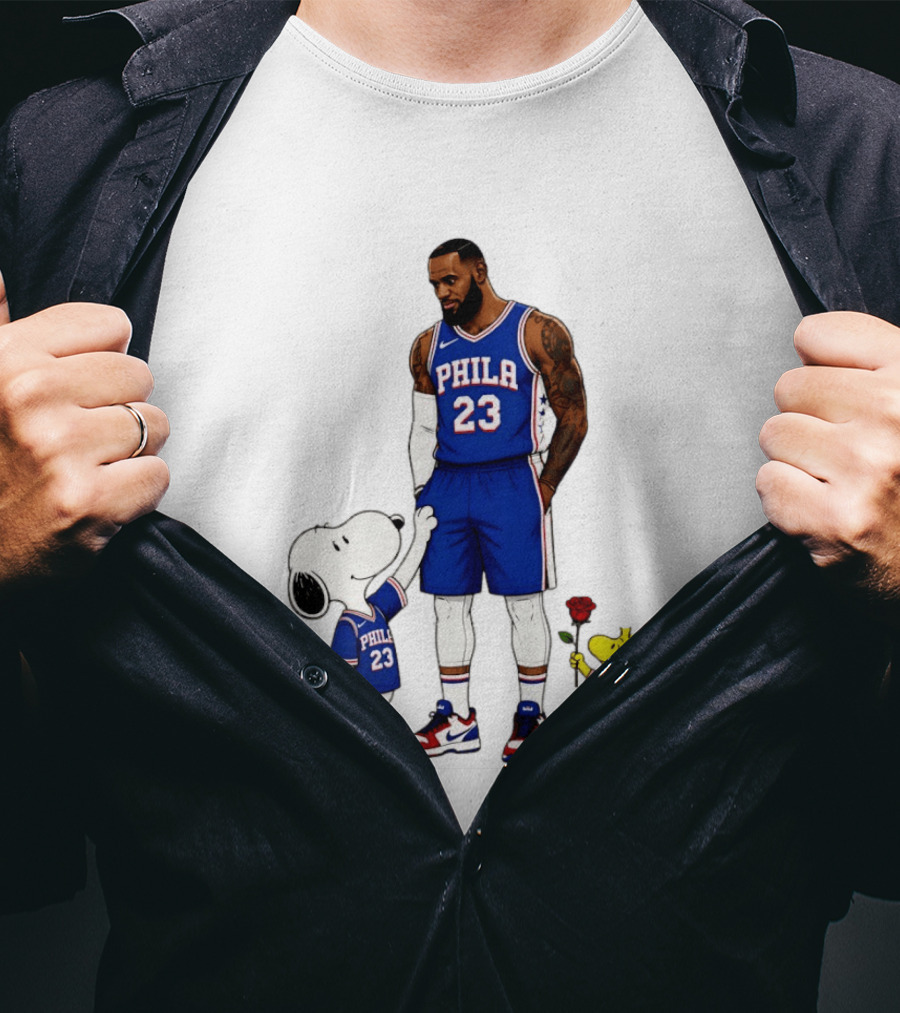 Philadelphia 76ers LeBron James With Snoopy And Woodstock 2026 T-Shirt