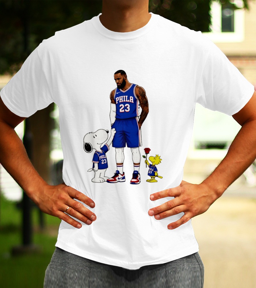 Philadelphia 76ers LeBron James With Snoopy And Woodstock 2026 T-Shirt