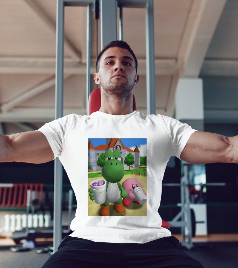 Yoshi Kirby Lean Purple Drink Castle Scene T-Shirt