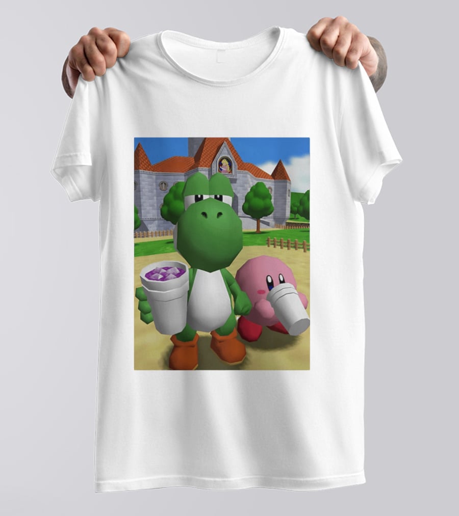 Yoshi Kirby Lean Purple Drink Castle Scene T-Shirt