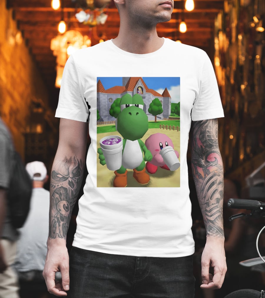 Yoshi Kirby Lean Purple Drink Castle Scene T-Shirt