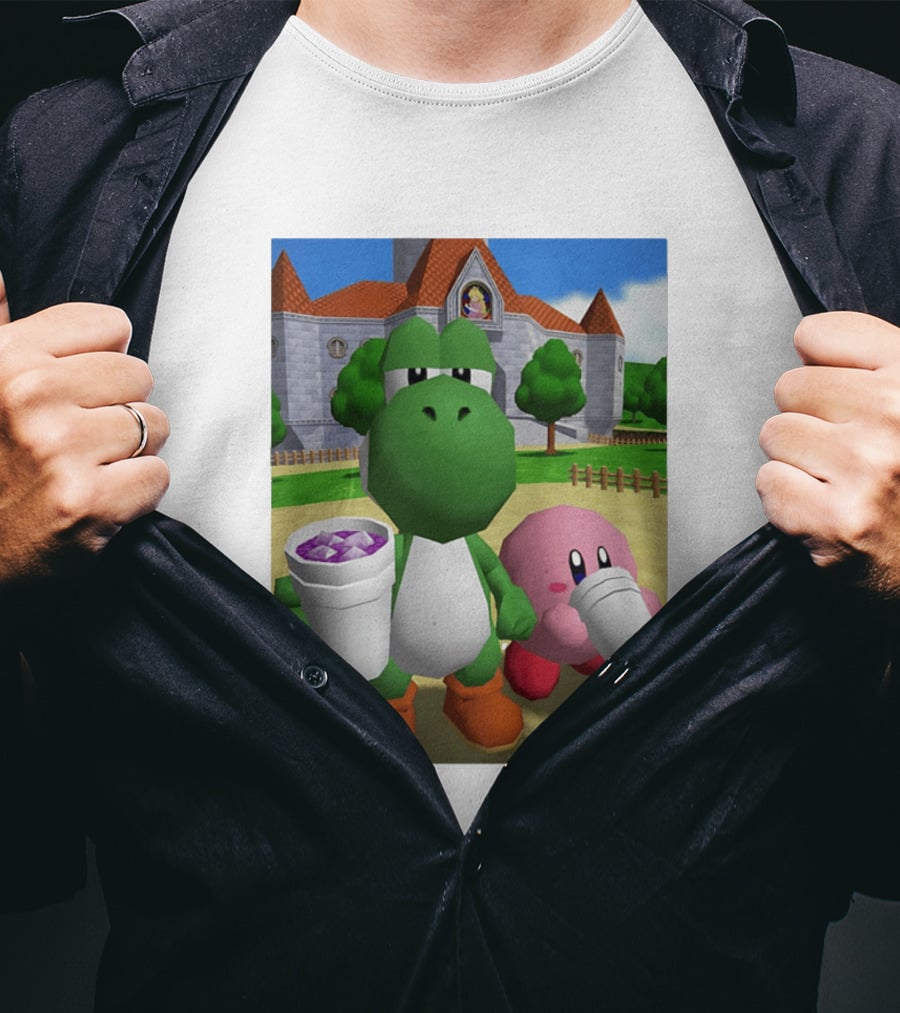 Yoshi Kirby Lean Purple Drink Castle Scene T-Shirt