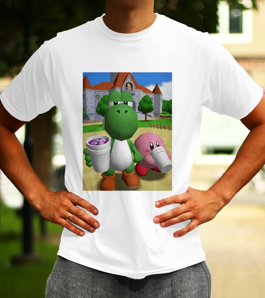 Yoshi Kirby Lean Purple Drink Castle Scene T-Shirt