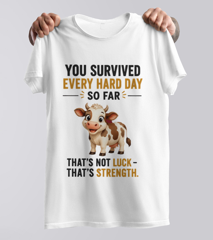 You Survived Every Hard Day So Far That's Not Luck That's Strength Cow T-Shirt