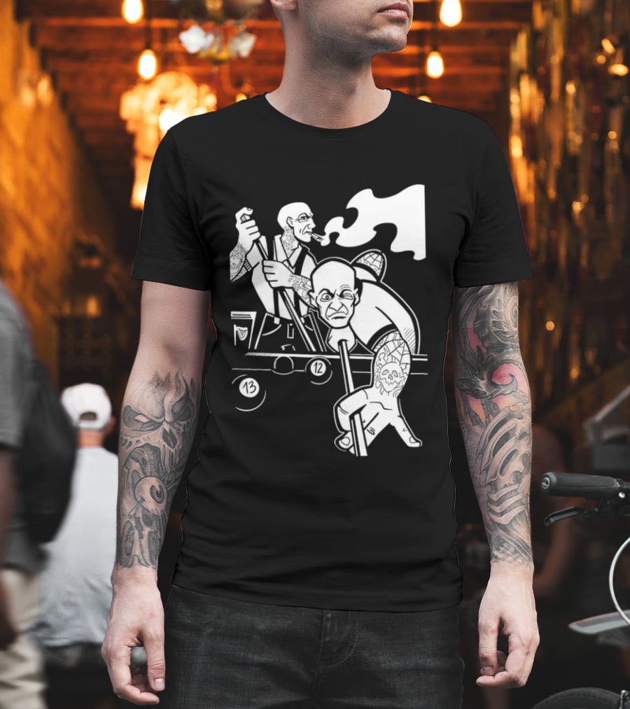 13 12 Tattooed Billiard Players Smoking Pool Game T-Shirt