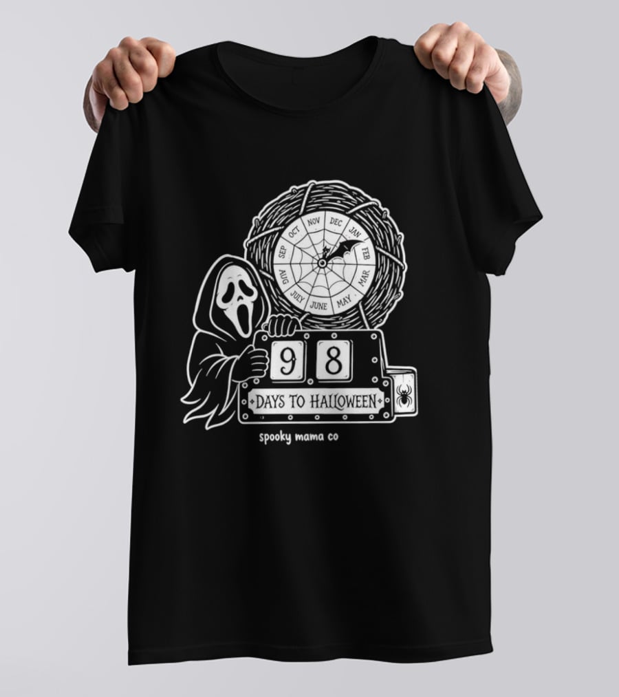 Halloween Countdown 98 Days Ghostface Horror Calendar Spooky Mama Co T-Shirt