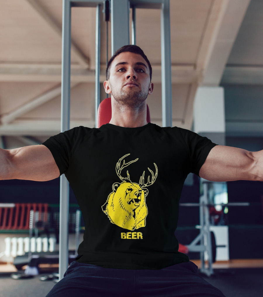 Beer Antlered Bear T-Shirt