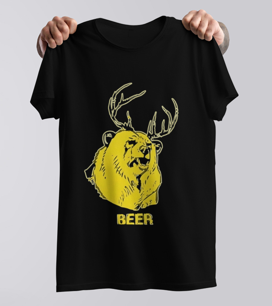 Beer Antlered Bear T-Shirt