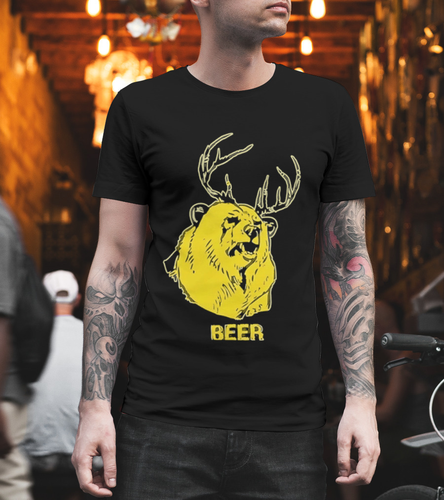 Beer Antlered Bear T-Shirt