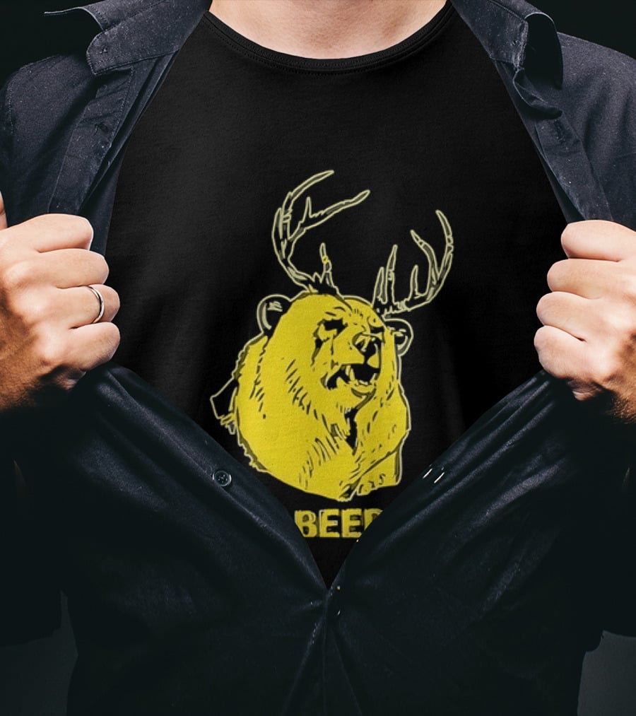 Beer Antlered Bear T-Shirt