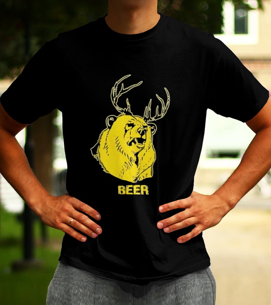 Beer Antlered Bear T-Shirt